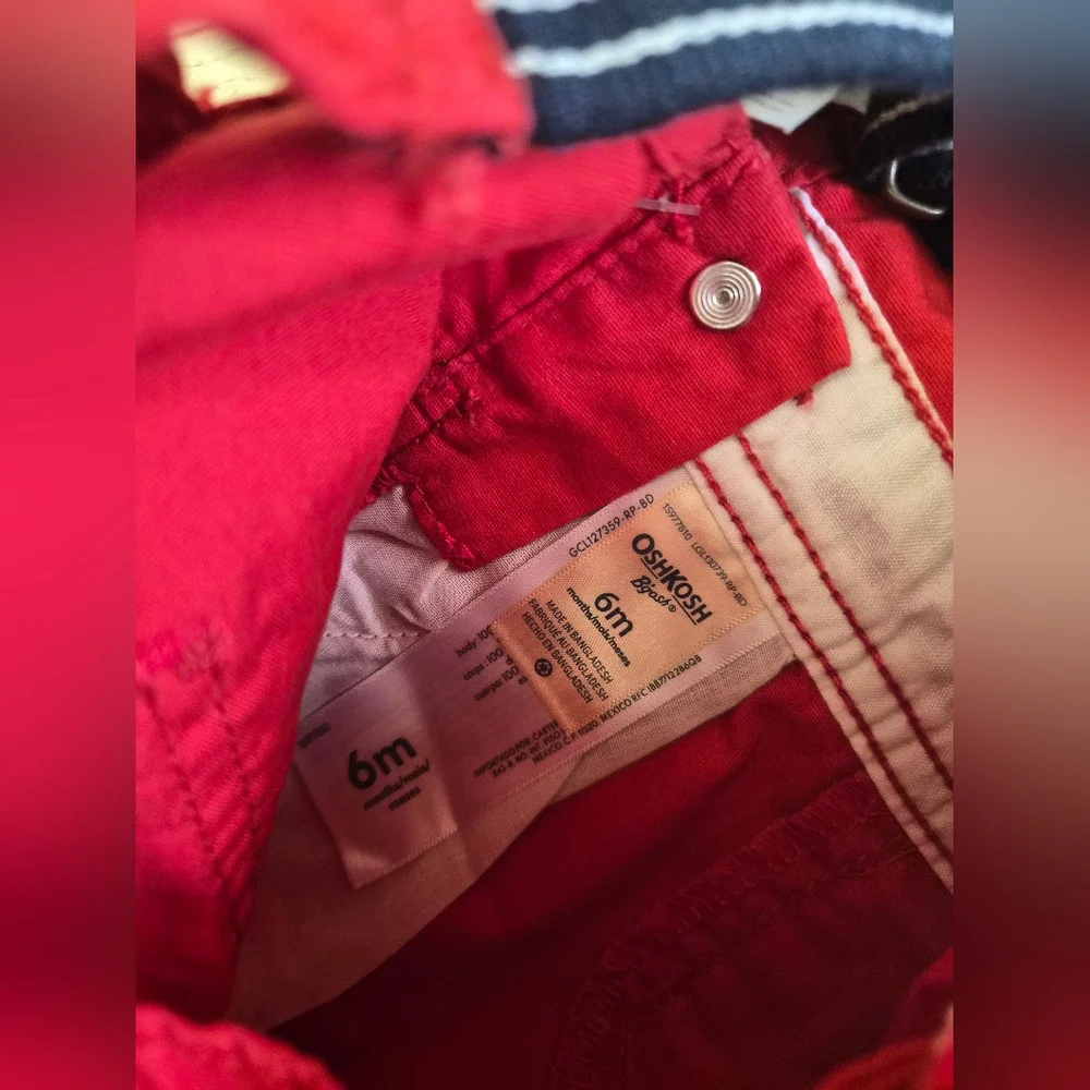 Baby Boy Red Overalls Oshkosh NEW 6M